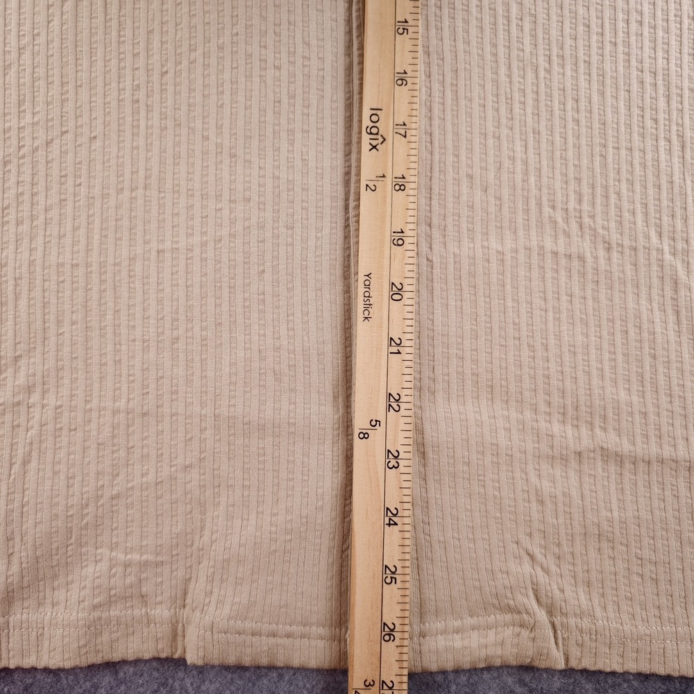 Ben Sherman Camp Shirt Medium NWT Beige Ribbed Short Sleeve Textured Cotton - Picture 6 of 9